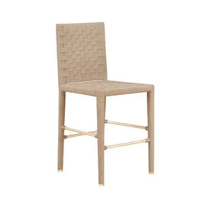 Product Image 1 for Burbank Natural Rope Basketweave Pattern Counter Stool With Antique Brass Stretcher from Worlds Away