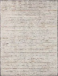 Levitt Ivory / Multi Contemporary Shag Rug with abstract striped pattern and plush textured pile