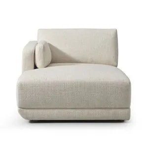 Cream basketweave fabric left arm-facing Toland Palma modular sectional with clean lines and loose cushions