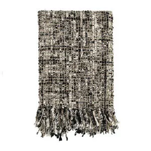 Product Image 1 for Porter Recycled Cotton Blend Fabric  Black 50"x70" Woven Throw Blanket from Classic Home Furnishings