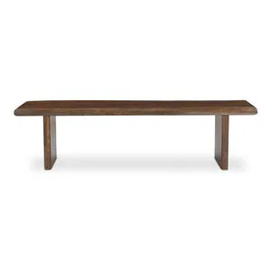 Lila dining bench with live edge and bullnose edging, rectangular wooden bench with solid flat legs