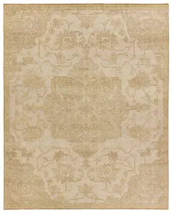 Product Image 1 for Danet Hand-Knotted Medallion Tan / Gold Rug 18" x 18" from Jaipur 