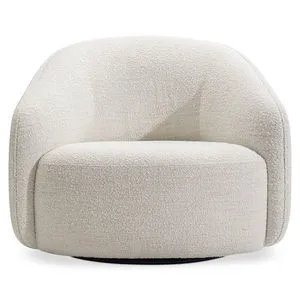 Front view of Devon Fabric Swivel Chair showing wide rounded seat and softly curved backrest