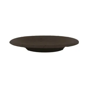 Bosque Stoneware Dessert Plate in dark matte brown with a flat, wide rim and shallow center.