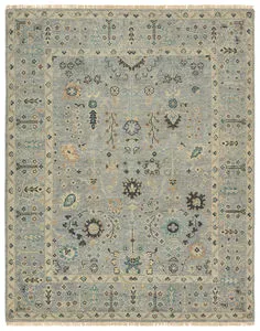 Product Image 1 for Nysa Hand-Knotted Floral Blue / Green Rug 10' x 14' from Jaipur 