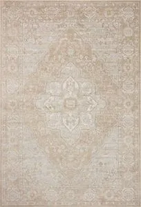 Beige and silver traditional rug with vintage Turkish Oushak medallion and floral motifs