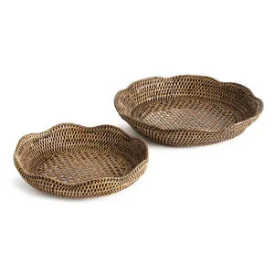 Product Image 1 for Burma Rattan Scalloped Trays, Set of 2 from Napa Home And Garden