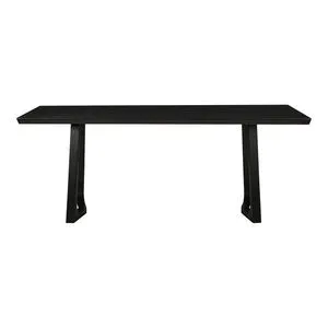 Silas Dining Table in solid white ash with a blackened finish, rectangular top, and angled airy base