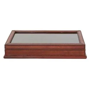 Product Image 1 for Handmade Leather and Wood Decorative Display Box with Glass Lid, Brown from Creative Co-Op