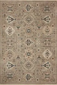 Full top view of Leigh Dove rug showing overall medallion pattern and balanced contemporary-traditional design