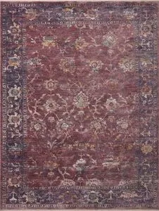 Giada Grape / Multi Rug with detailed floral motifs and a faded grape-purple background bordered by a multi-color ornate p...