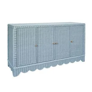 Product Image 2 for Four Door Painted Light Blue Rattan Buffet from Worlds Away