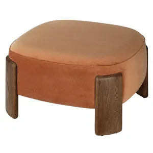 Product Image 1 for Tarte Terracotta Velvet and Brown Sugar Oak Ottoman from Jamie Young