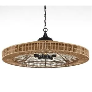 Product Image 1 for Maldives Black and Khaki Wrought Iron and Paper Twine Chandelier from Currey & Company