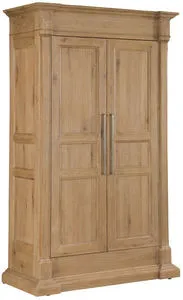 Driftwood Wardrobe in Buckboard finish with two full-length paneled doors and metal handles