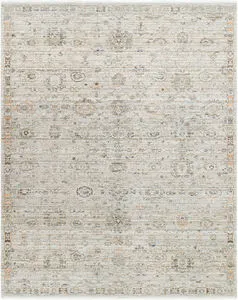 Ren Taupe/Charcoal traditional flat weave rug with subtle floral motifs and a soft textured polyester finish