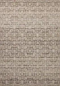 Milena Linen Midnight Rug with vintage-inspired neutral grey and beige motifs and intricate all-over pattern