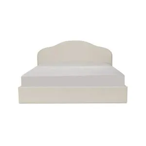 Cream polyester upholstered Maggie Storage Bed with arched headboard and rounded footboard