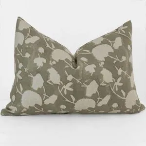 Product Image 1 for Sage Floral Block Print Pillow Cover from Hackner Home