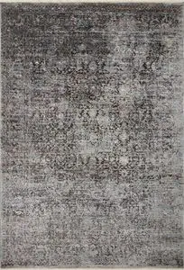 Traditional Sonnet rug in charcoal and mist tones with intricate faded pattern in large rectangular size
