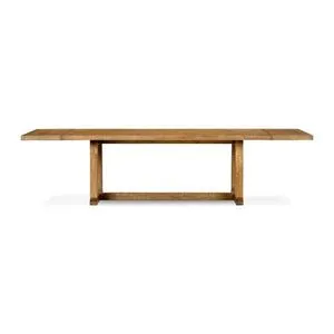 Front view showing extended table with both bread boards inserted for extra length