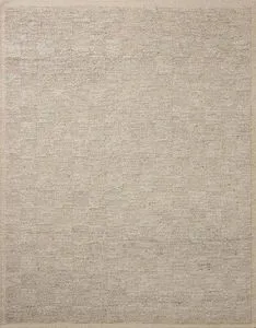Hand-woven wool area rug in earthy beige tones with subtle two-level checkerboard texture