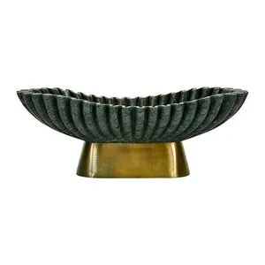 Product Image 1 for Oval Fluted Bowl Green Marble Bowl from Worlds Away