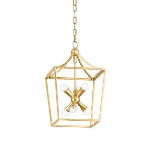 Product Image 1 for Kendall 6-Light Modern Geometric Vintage Gold Leaf Small Lantern from Mitzi