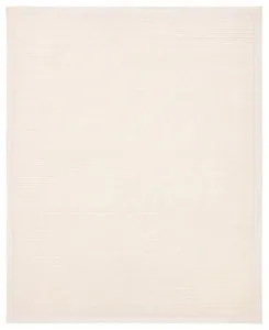 Solid ivory handmade outdoor rug with ridged weave texture and a clean, simple border