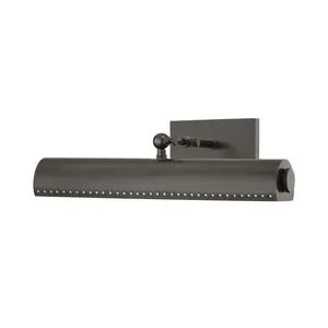 Hampshire 2 Light Small Picture Light in dark bronze finish with cylindrical shade and perforated bottom edge