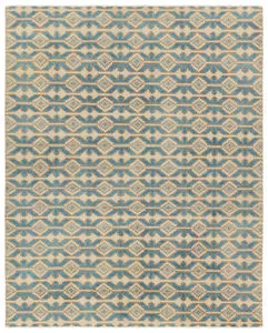 Product Image 1 for Boden Hand Knotted Geometric Blue/Cream Rug from Jaipur 