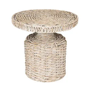 Product Image 1 for White Seagrass Pedestal Drum Table from Creative Co-Op