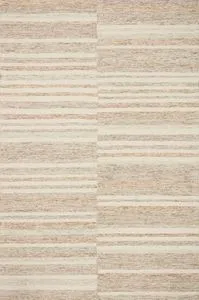 Chris Ivory Clay Rug with multi-tonal beige and ivory stripes, hand-tufted wool with soft texture