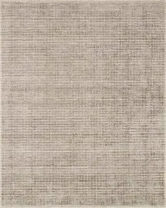 Modern Beverly Stone Rug with a subtle grid pattern in neutral minimalist hues, hand-loomed rayon and wool pile