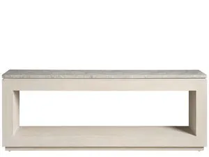 Monet Console Table with sleek rectangular open design and cool gray stone top on a light base
