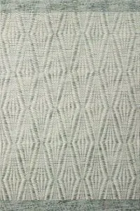 Kenzie Ivory Sage Rug with tonal geometric diamond pattern in hand-woven textured design