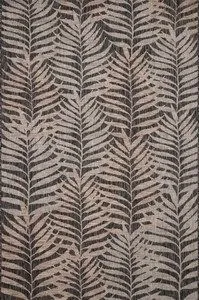 Isle Indoor Outdoor Rug with black and natural leaf pattern, power-loomed polypropylene texture