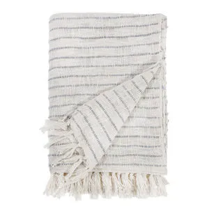 Product Image 1 for Jojo Oversized Striped Throw Blanket - Ivory /  Blue Grey from Pom Pom at Home