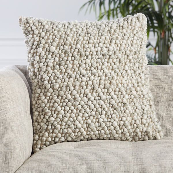 Product Image 2 for Kaz Textured Ivory/ Light Gray Throw Pillow 22 inch from Jaipur 