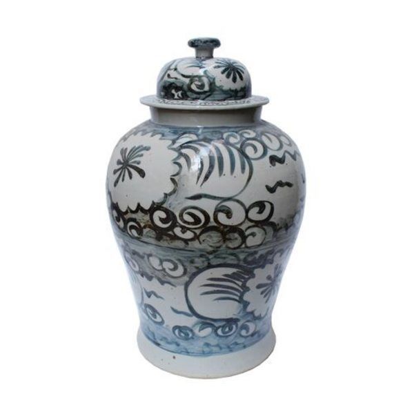 Product Image 1 for Blue & White Sea Flower Temple Jar from Legend of Asia