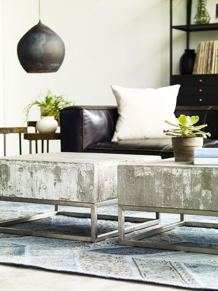 Product Image 1 for Concrete And Chrome Coffee Table from Four Hands
