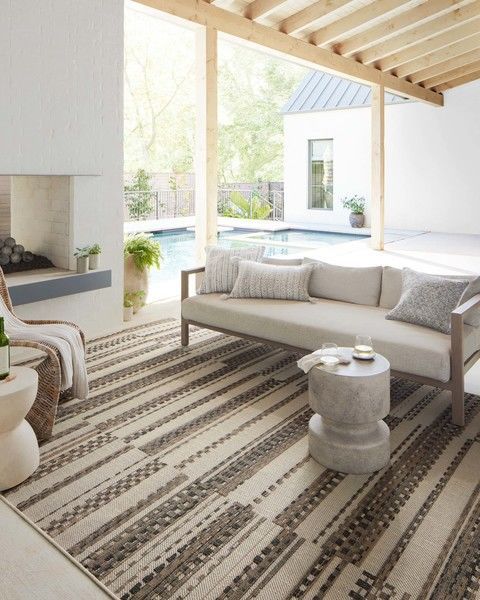 Product Image 1 for Rainier Ivory / Taupe Indoor / Outdoor Plaid Rug - 5'3" x 7'7" from Loloi