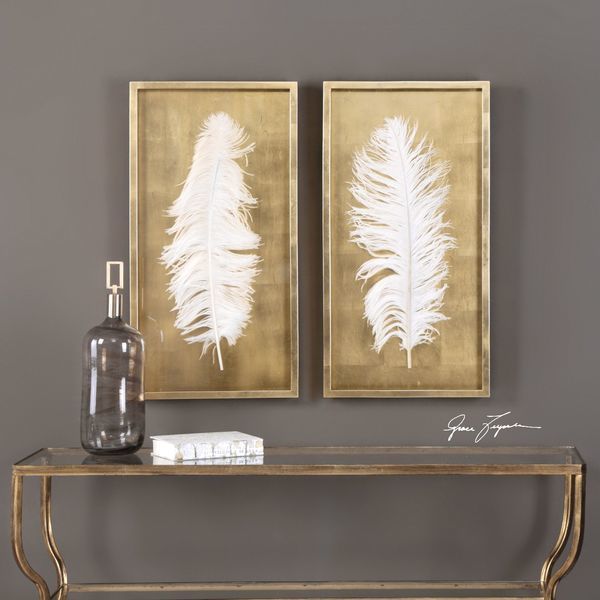 Product Image 1 for Uttermost White Feathers Gold Shadow Box S/2 from Uttermost