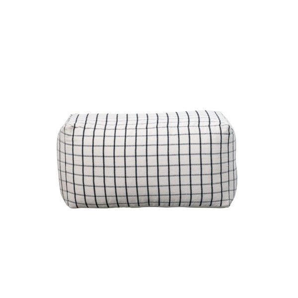 Product Image 1 for Maria Cream & Black Gridded Cotton Blend Pouf from Creative Co-Op