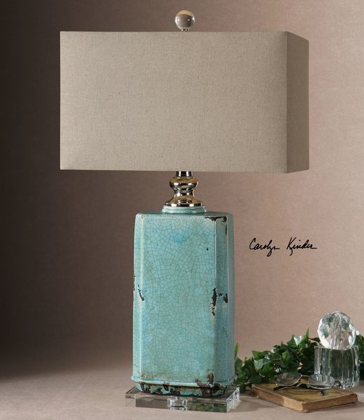 Product Image 1 for Uttermost Adalbern Blue Crackle Lamp from Uttermost