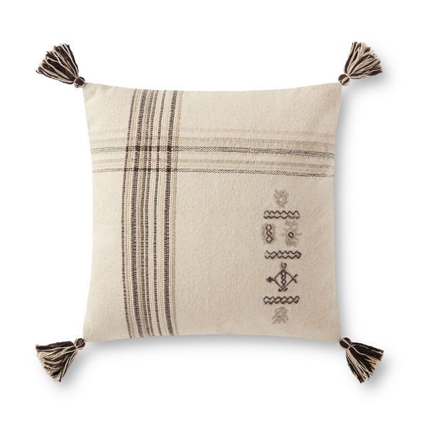 Natural / Charcoal Striped Pillow image 2