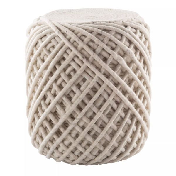 Product Image 2 for Guna Textured White/ Light Gray Cylinder Pouf from Jaipur 