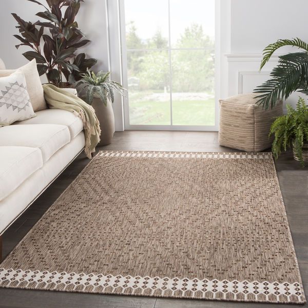 Product Image 1 for Tirana Indoor/ Outdoor Borders Gray/ Brown Rug By Nikki Chu from Jaipur 