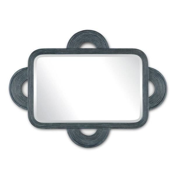 Product Image 1 for Santos Navy Rattan Rectangular Mirror from Currey & Company