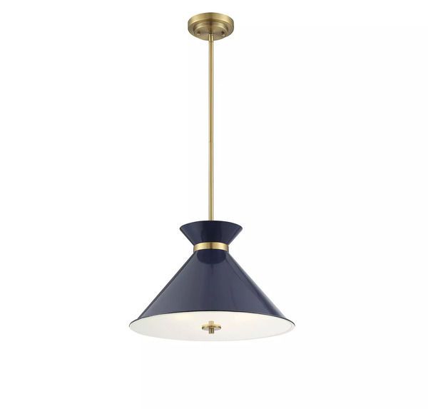 Lamar Navy Blue With Brass Accents 3 Light Pendant image 1
